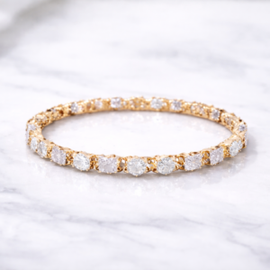 Midnight Royal Tennis Bangle (Black & White) – Elegant Crystal Bangle for Women