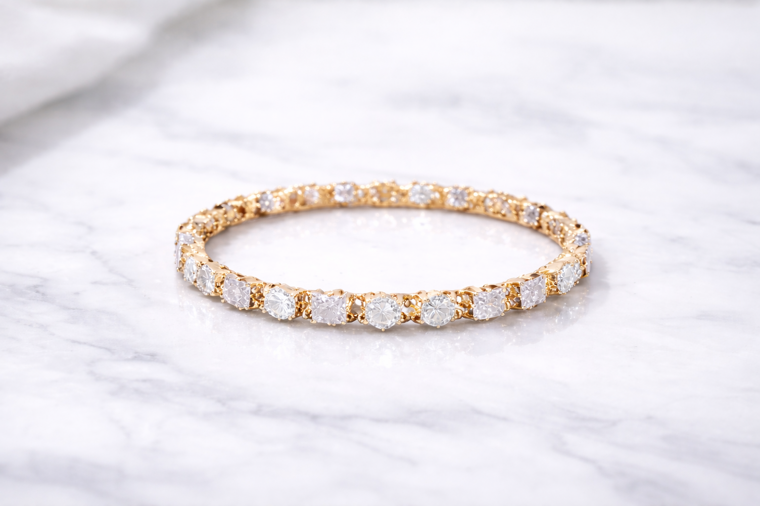 Midnight Royal Tennis Bangle (Black & White) – Elegant Crystal Bangle for Women