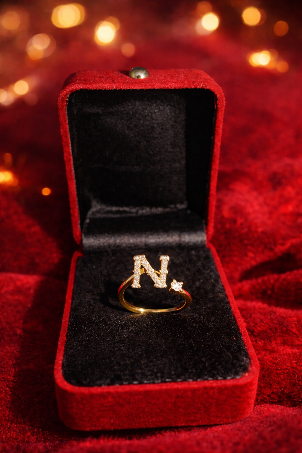 N Alphabet Initial Ring – Trendy Personalized Letter Ring for Women