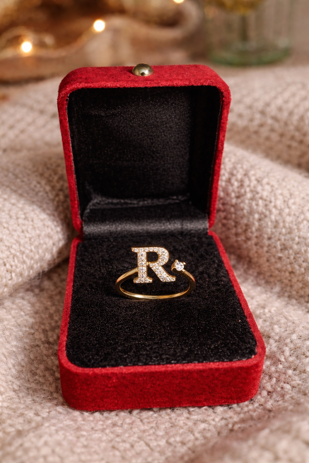 R Alphabet Initial Ring – Personalized Letter Ring for Women & Girls