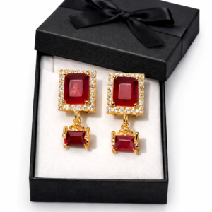 Ruby Red Earrings – Elegant Red Stone Earrings for Women