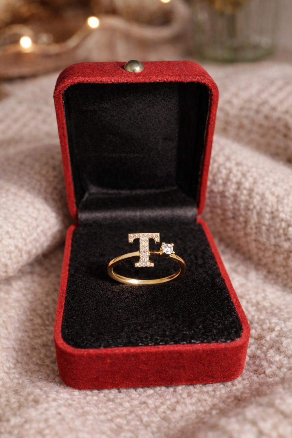 T Alphabet Initial Ring – Stylish Personalized Letter Ring for Women & Girls